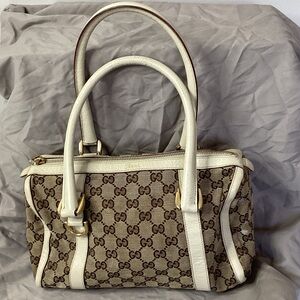 Gucci Beige and Brown Monogram Satchel
